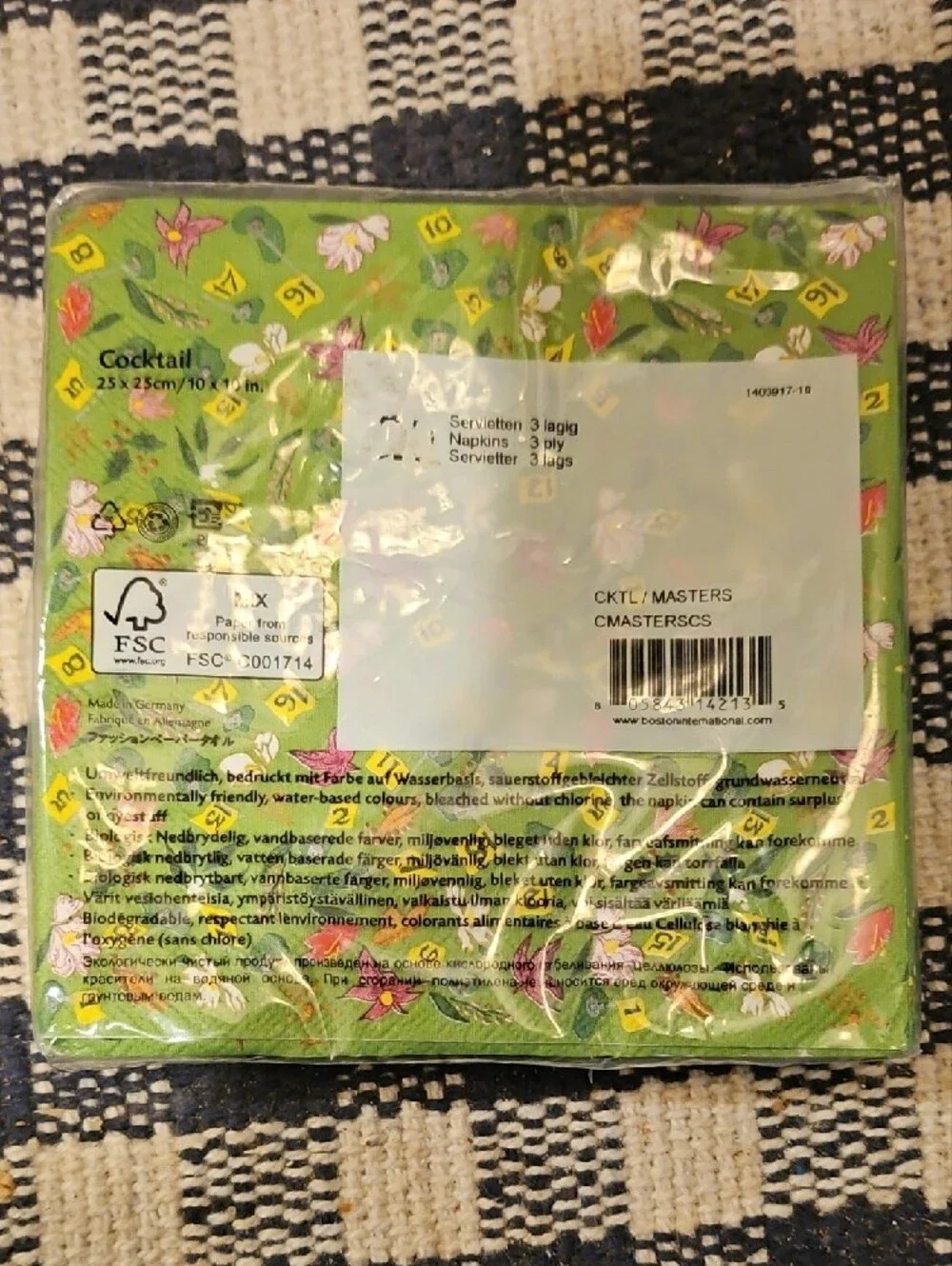 Masters Tournament Souvenir Paper Cocktail  Napkins- Green & Yellow